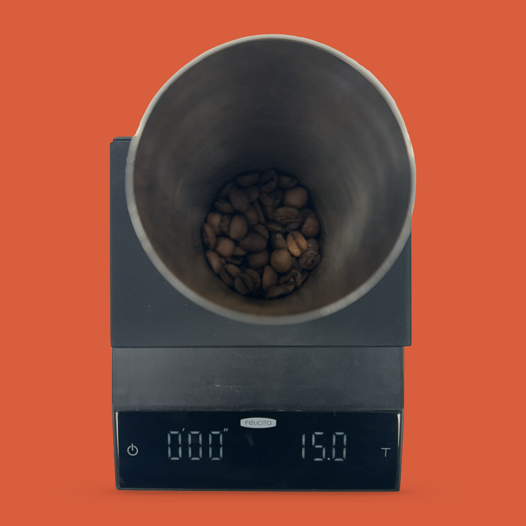 15g of coffee in dosing cup